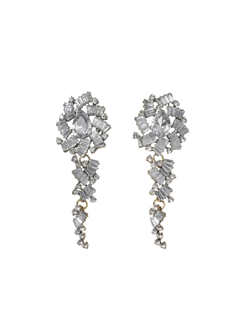 AKIRA Silver-tone Crystal Teardrop Dangle Earrings